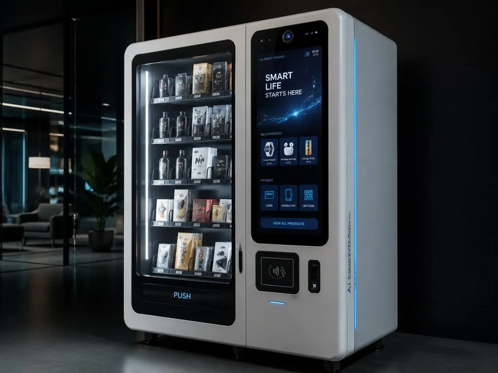 AI smart vending machine with touchscreen and cashless payment