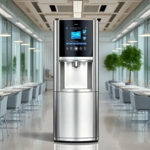 Filtered hot and cold water dispenser in an office