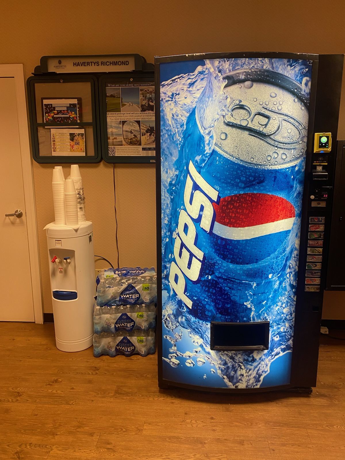 Pepsi vending machine branded with Grab A Snack Vending logo and phone number for free Richmond VA placement